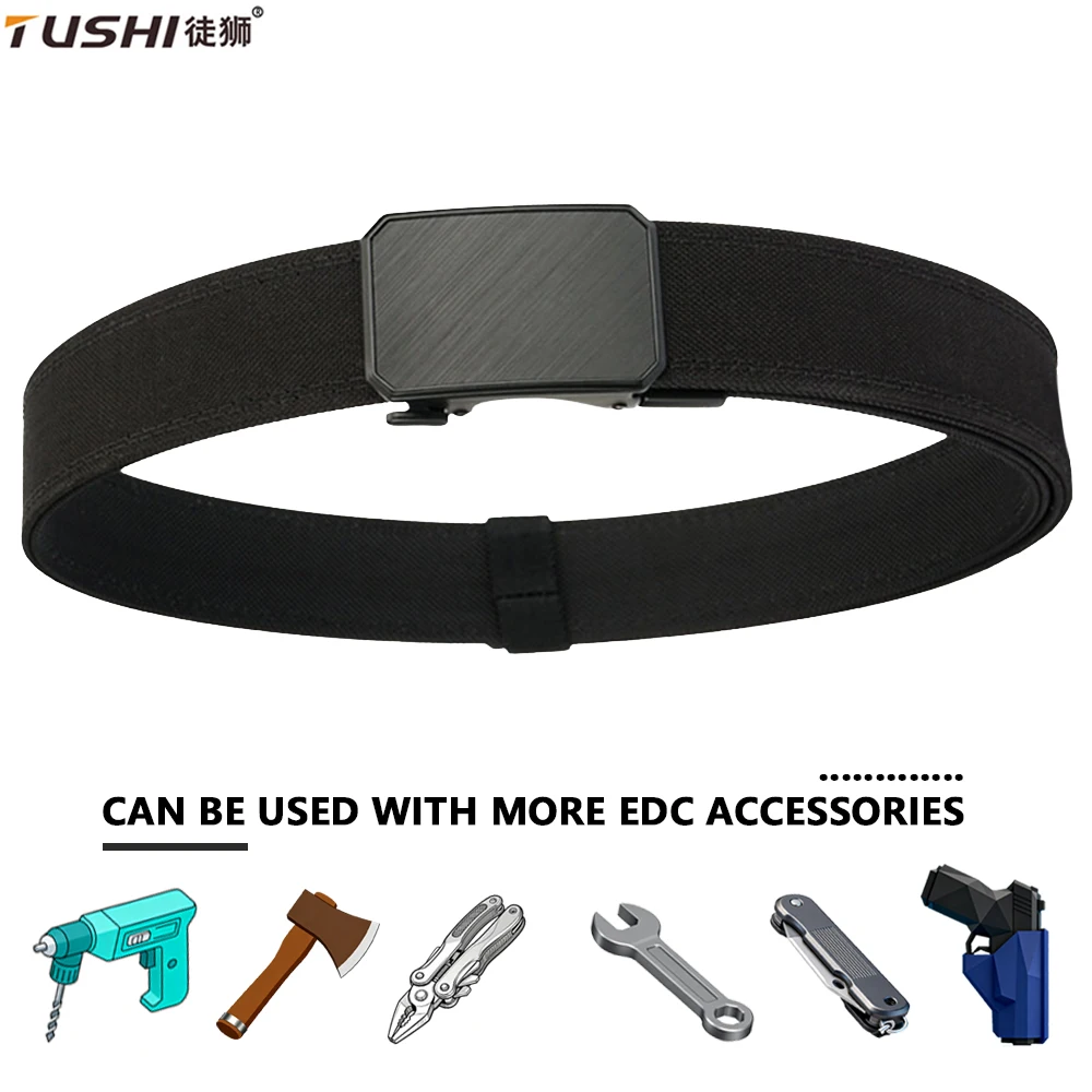 

TUSHI New Multi-size Men's Nylon Heavy Duty Hard Tactical Belt Canvas Belts Automatic Buckle Strap Training Military IPSC Belt
