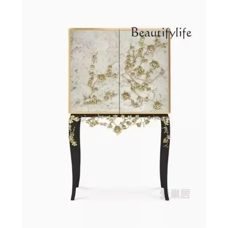 Tt Italian Light Luxury Solid Wood Wine Cabinet, Dining Side Cabinet, Locker Against The Wall, Integrated Living Room
