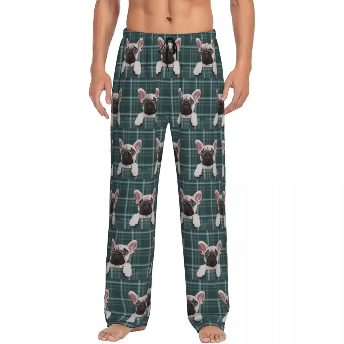 Custom Frenchie Dog Lover Pajama Pants for Men French Bulldog Pet Bouledogue Sleepwear Lounge Sleep Bottoms Stretch with Pockets