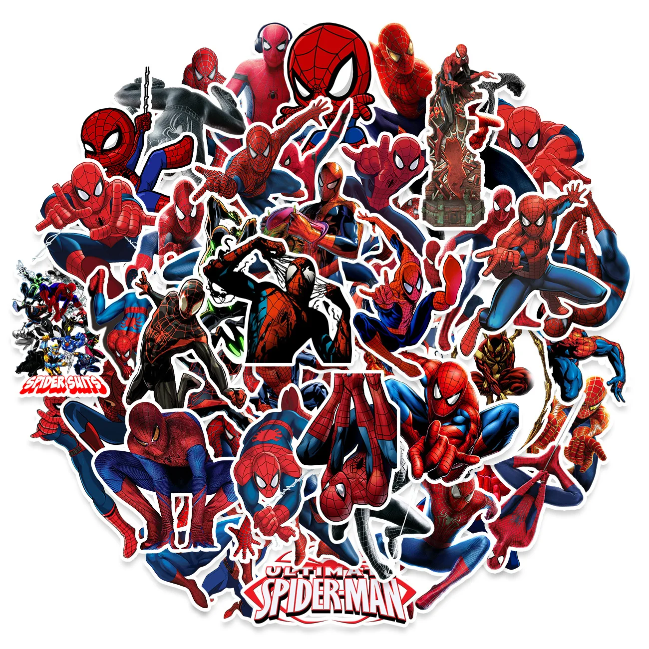 50pcs Spiderman Stickers Party Favors Birthday Party Gifts for Kids DIY Skateboard Fridge Guitar Laptop Cartoon Waterproof Stick