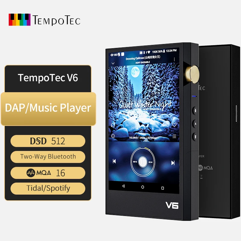 

TempoTec V6 DAP DSD512 Android HIFI Music Player MP3 Portable Dual AK4493SEQ DAC WIFI Two-Way Bluetooth MQA TIDAL Spotify