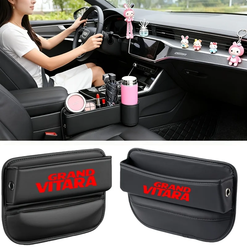 

PU Leather Car Seat Gap Organizer for SUZUKI Grand Vitara, Phone/Keys/Glasses Storage, Easy Install, Space Saving Gift