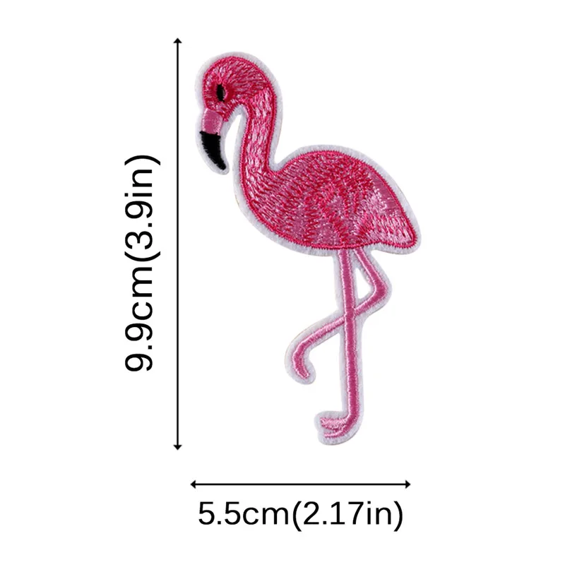 10PCS Flamingo Patch Embroidered Sew Iron On Bag Fabric Applique DIY Craft