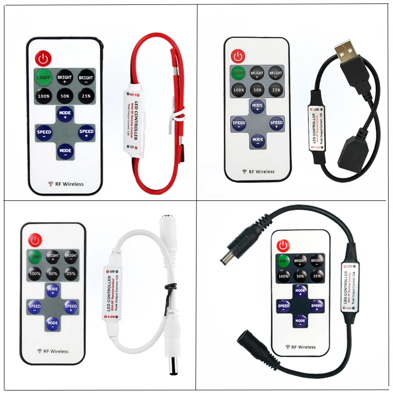 LED Strip Controller Mini Dimmer RF Remote DC 5V 12V 24V Controller For LED 5050 2835 Strip Single Color