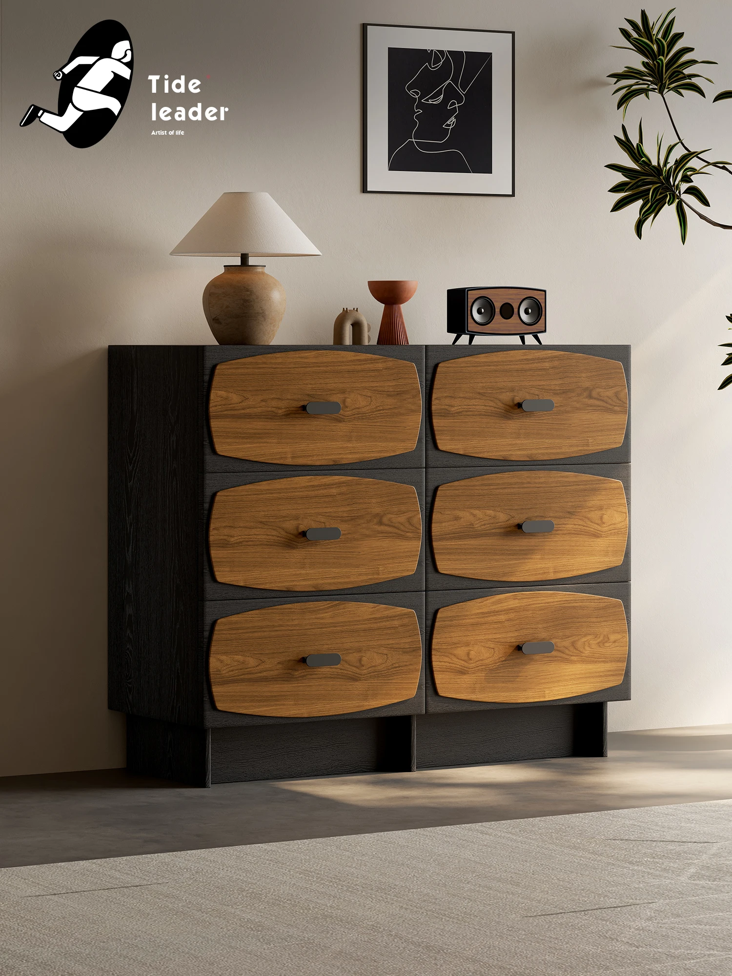 

The medieval style chest of drawers bedroom wall storage cabinet is light luxury and high-end