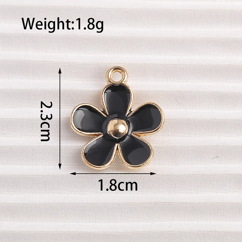 10 Stück 18 x 23 mm niedliche bunte Emaille-Blumen-Charms-Anhänger für Halsketten, Ohrringe, Armbänder, DIY, handgefertigtes Bastelzubehör – Detail 1