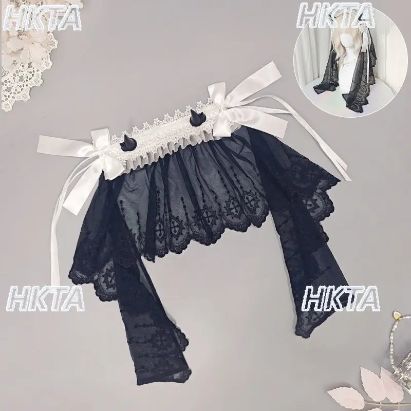 

Japanese Harajuku Punk Gothic Subculture Black White Headband Cute Creature Dragon Horn COS Hair Accessory Wedding Y2K Headband