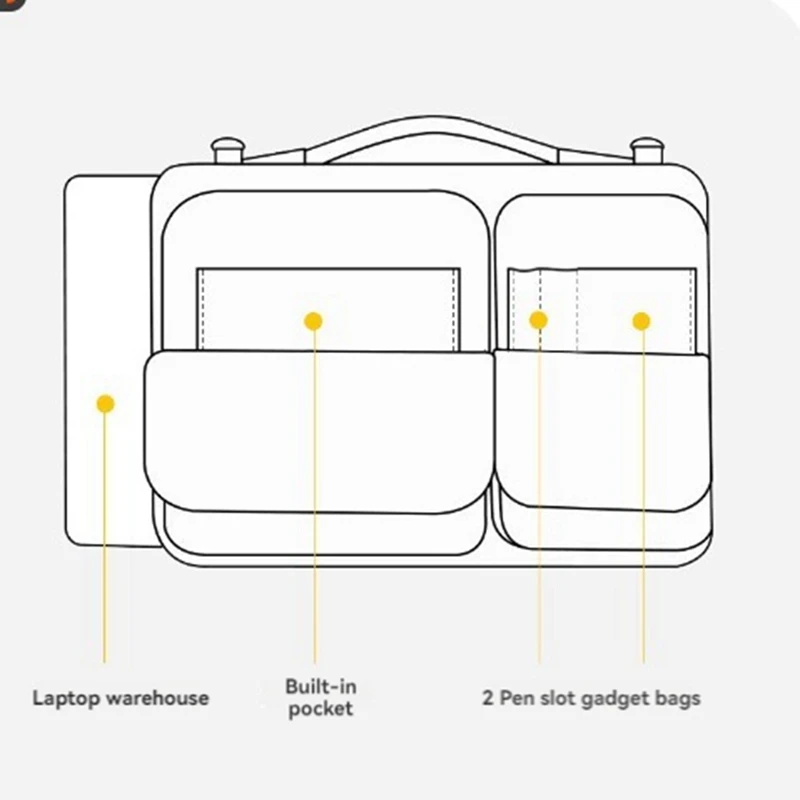Pasta com zíper com alça de ombro resistente e vários bolsos, para uso escolar de escritório, para laptops, 13,3 polegadas