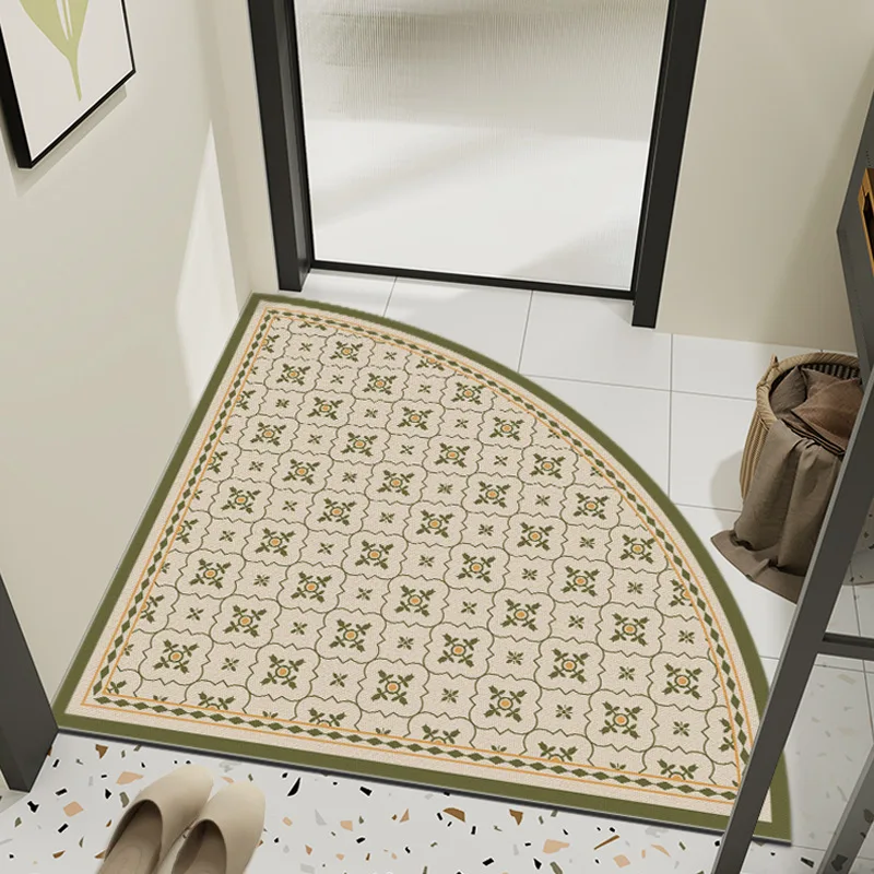 Retro Sector Diatom Mud Floor Mats, Non-Slip Carpet, Strong Water Absorption, Scrubbing, Home, Bathroom, Toilet