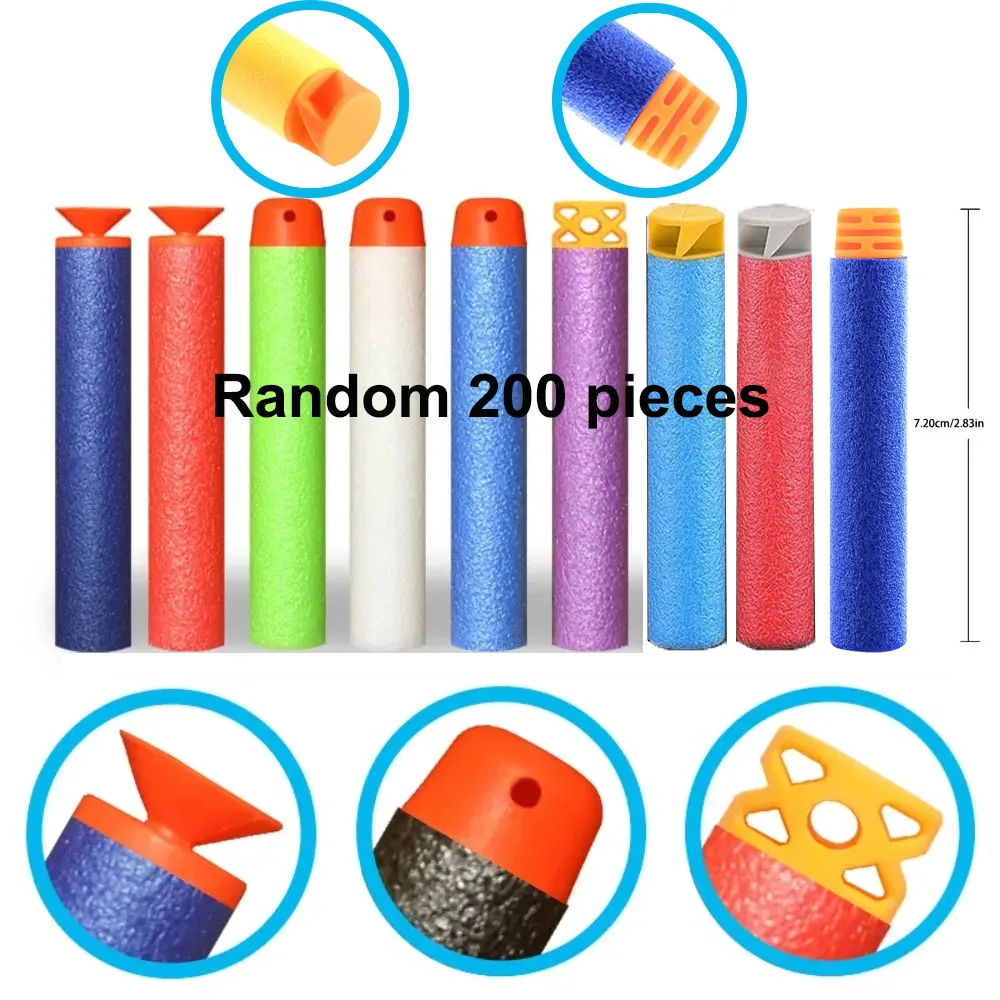 200 Random Darts for NERF N-Strike Blasters, Include 5 Different Models Bullets Head And Rich Colors