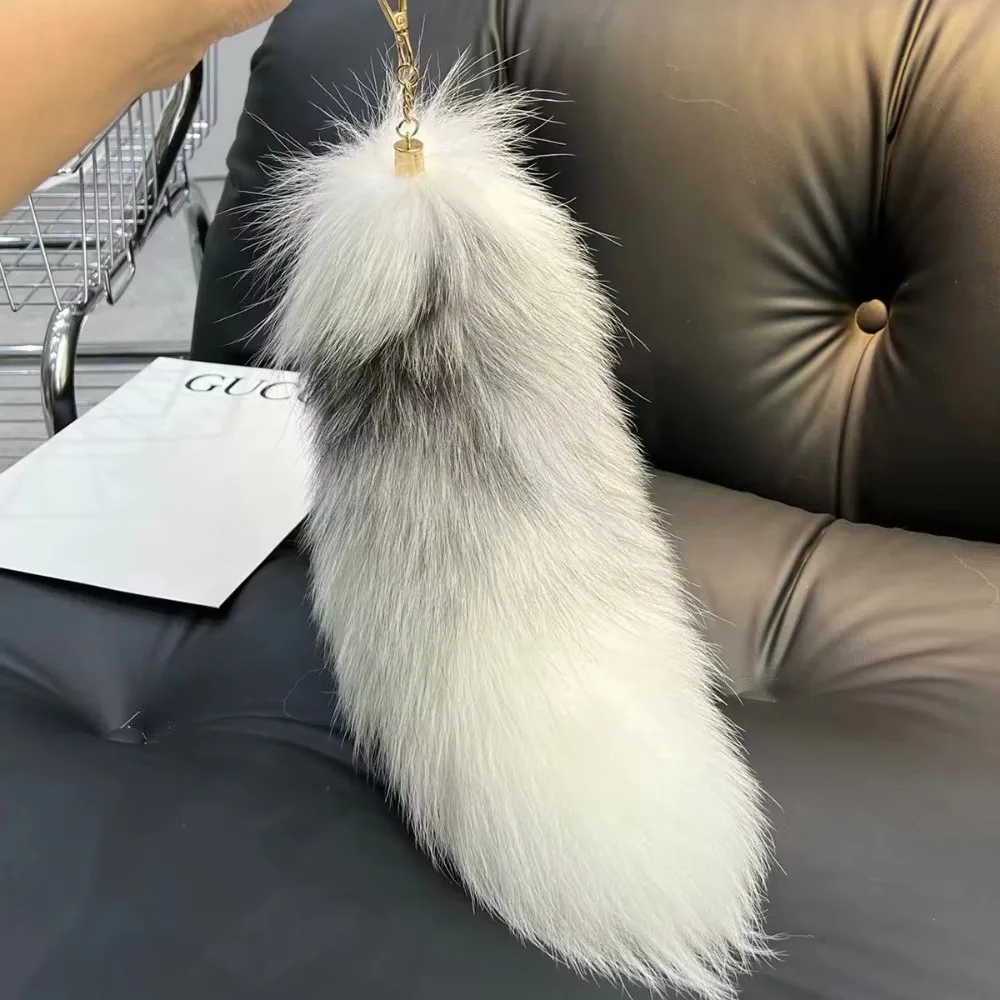Huge Fluffy Faux Fur Fox Tail Keychain Bags Charm Keys Holder Keyring Handbag Key Chain Pompoms Bag Pendant Gift for Women Girl