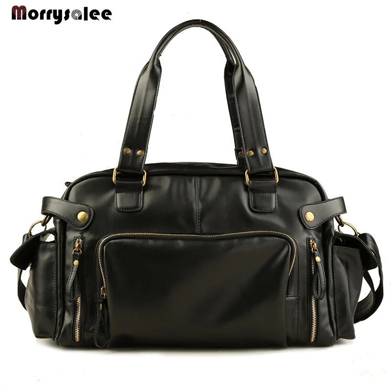 New Shoulder Bag PU Leather Men Bag Shoulder Messenger Bags Men Handbag Large Capacity Travel Bags Solid Bag Square Style