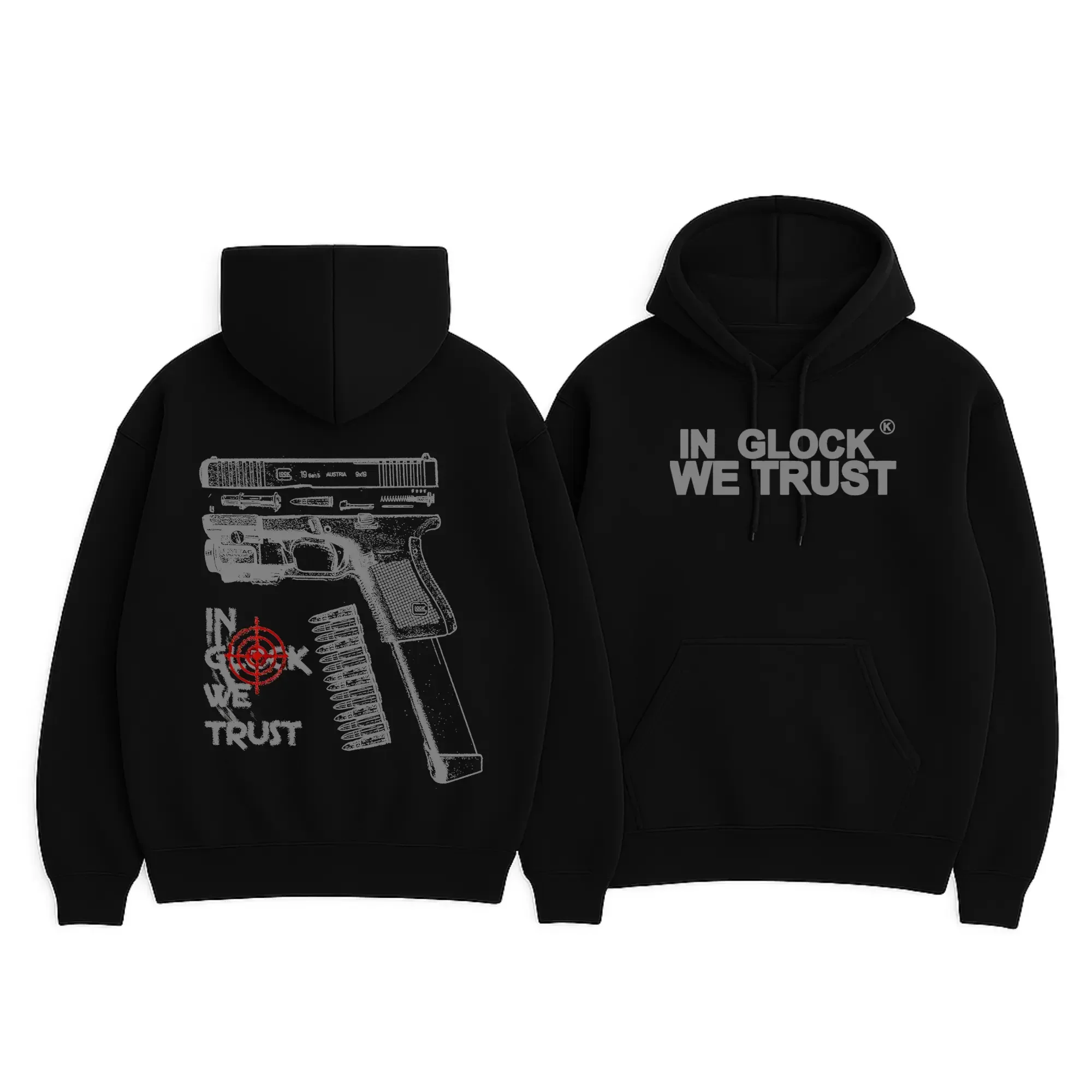 2026 Neu In Glock We Trust Schwarzer Hoodie Vollfarbiges Design Unisex Alltagskleidung Modisches Design Hoodies Stranger Things Funko – Detail 11