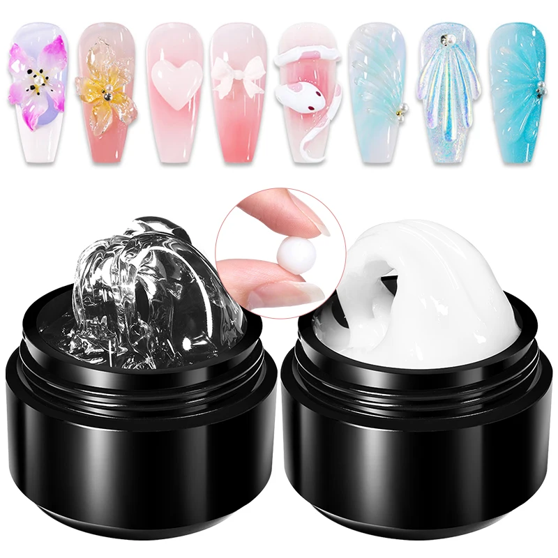 

BORN PRETTY 15ml Clear & White Non Stick Hand Extension Gel Polish Shaping/Sculpting/Carving UV/LED Gel Jelly Hard Gel Manicure