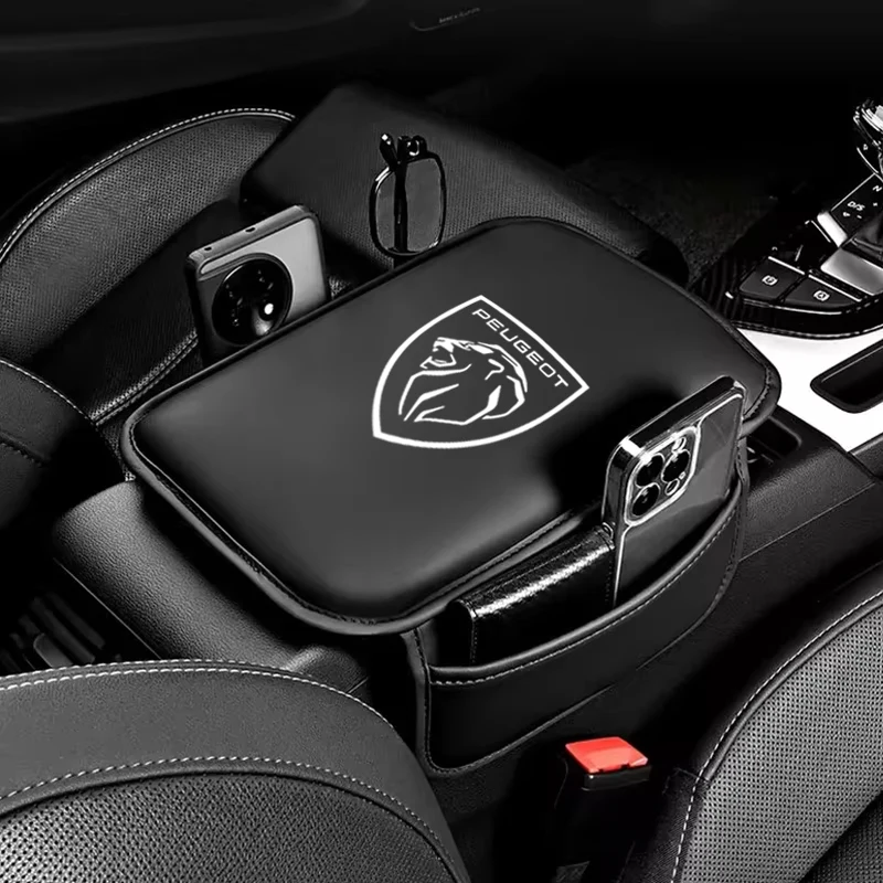 Almohadilla para reposabrazos de coche, alfombrilla de cuero para reposabrazos de coche, accesorios para el nuevo Peugeot 206 208 207 3008 308 2008 107 508 607 106 406 407