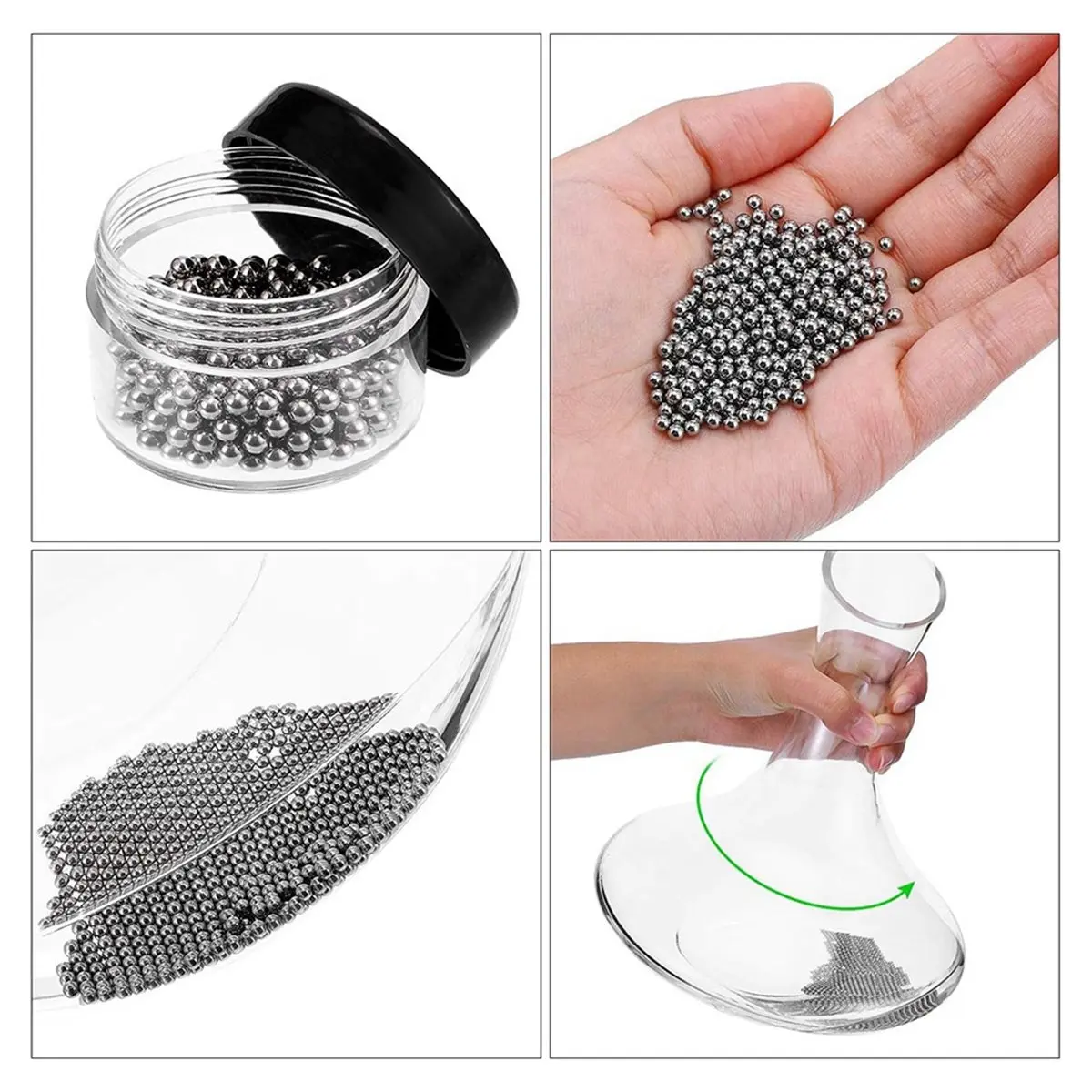 3 Pieces Decanter Cleaning Brush Flexible Bottle Scourer and 400 Pieces Reusable Decanter Cleaning Beads