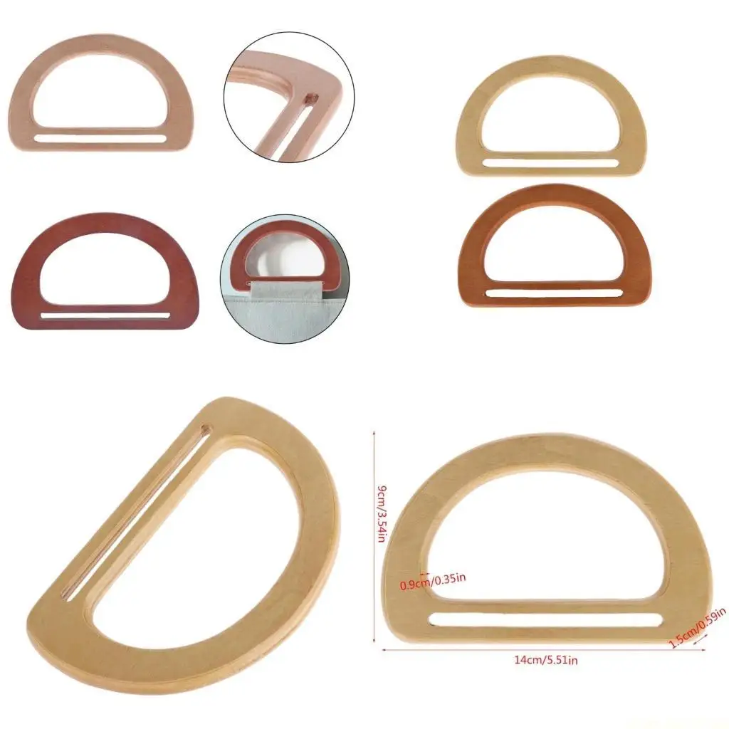 

X90D Wooden Bag Handle Replacement for DIY Purse Making Handbag Shopping Tote
