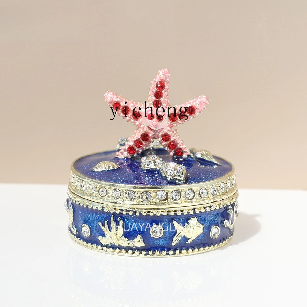

LSL Decorative Ornaments Starfish Shell Crab Conch Jewelry Box Round Starfish Decorations
