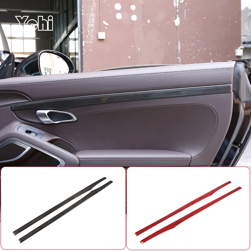 

For Porsche 911 718 2012-2019 Real Carbon Fiber Style Car Inner Door Trim Strips Interior Modeling Modified Accessories