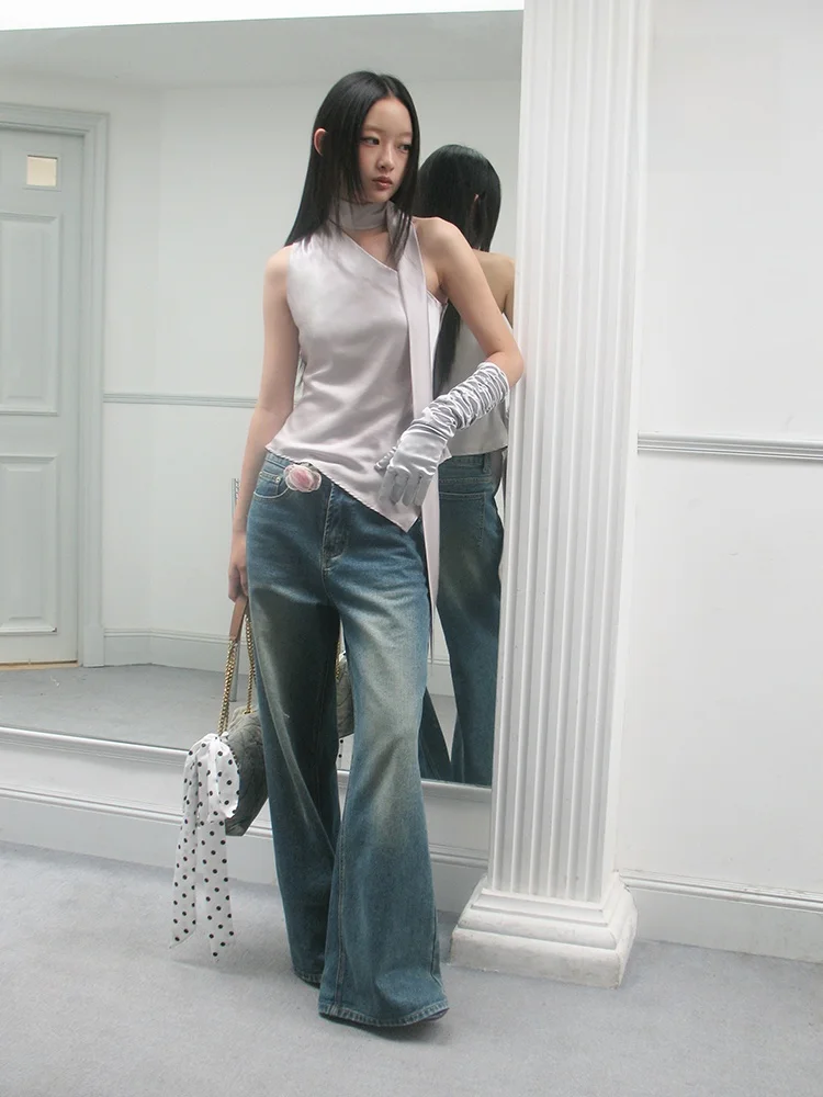 

Шелковый топ без бретелек, облегающий, летний, оригинальный дизайн, с драпировкой на плечах, китайское производство, без рукавов, из шелковой смеси