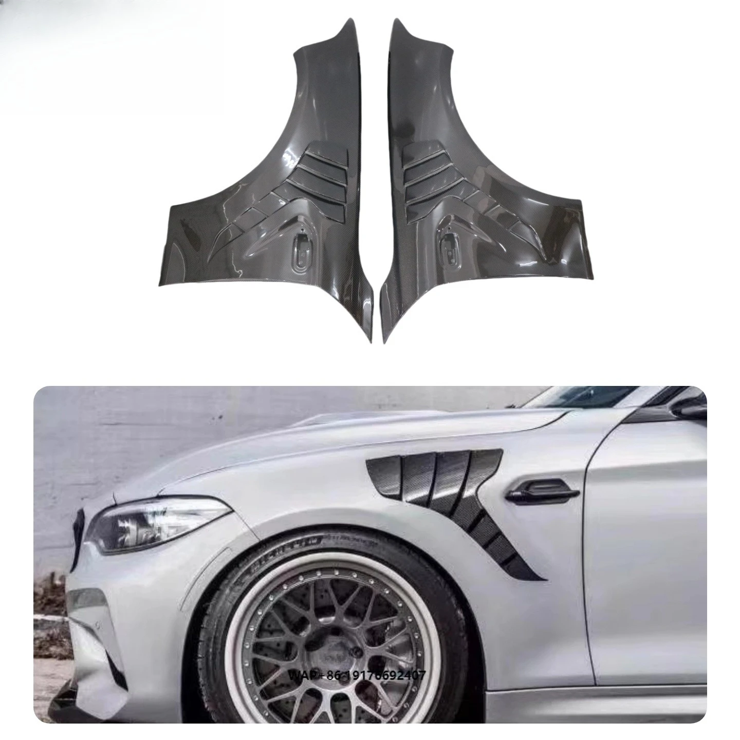For M2 F87 Carbon Fiber Front Fender Vent Body Kit for Cars Retrofit/Upgrade