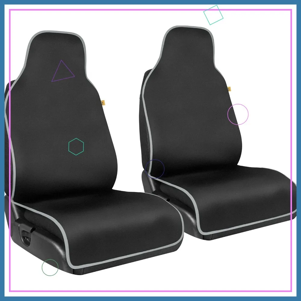 

Waterproof Front Seat Covers, 2-Pack with Gray Trim – Durable Neoprene Universal Fit for Cars Trucks SUVs