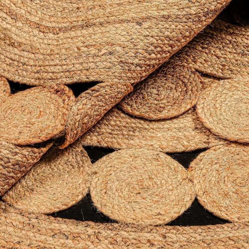 Hand Woven Round Jute Area Rug Braided Round Rugs for Boho Home Office Decor