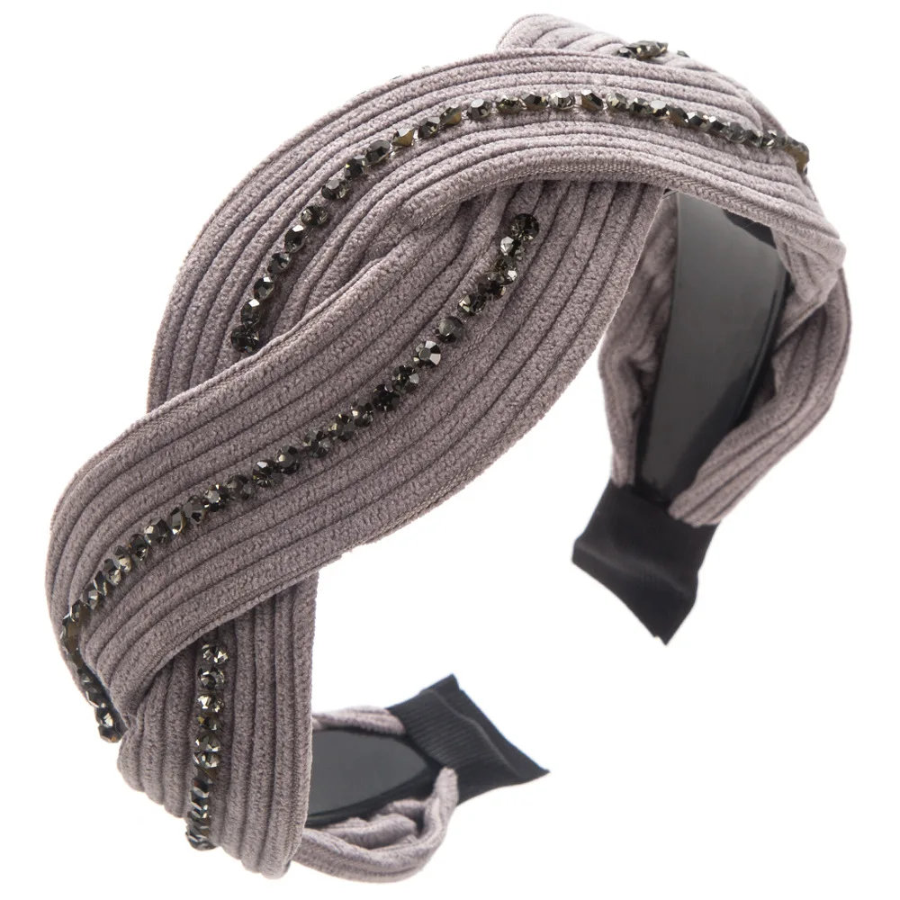 Rhinestone Headband Glitter Non-Slip Wide Headband Solid Hair BandCute Hair Hoop Wave Shape Headband Fashion Hair Accessories