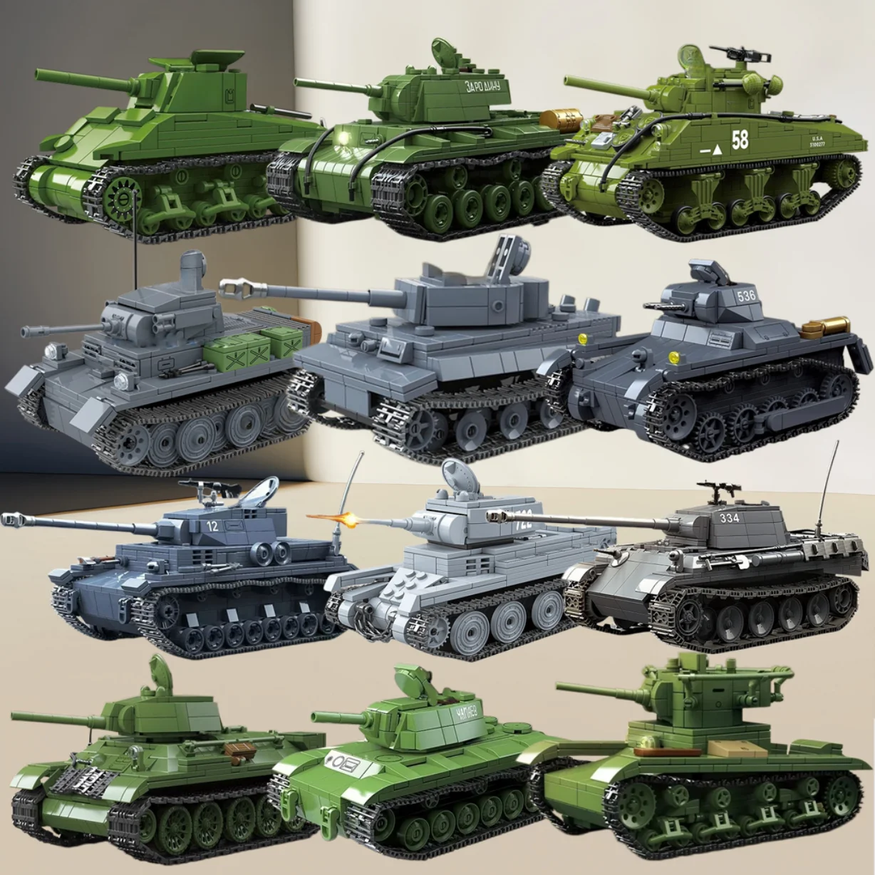 Tank III L tank M4A3 SHERMAN MEDIUM  TANK Classic Model Series Assembly Building Block Combined Model Tank Model Hand-built Toy