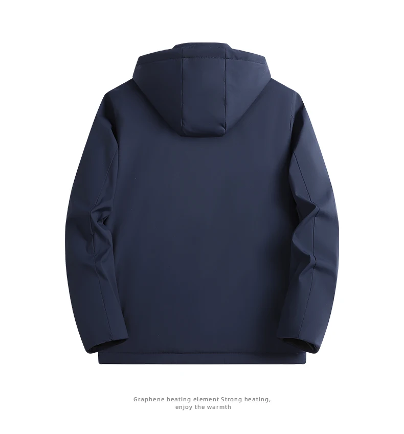 Men Graphene Fleece Lined Cotton Jacket Men Detachable Hat Windproof Parkas Men Winter Business Casual Thick Warm Hooded Parkas