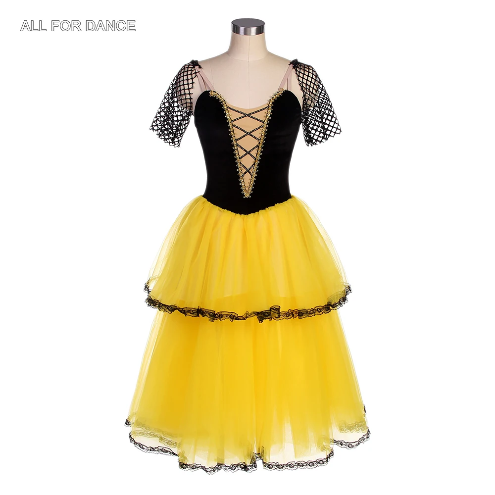 22562 Black velvet with Yellow Tulles Tutu Spanish Group Dance Ballet Tutus Ballet Costumes Dance Tutu