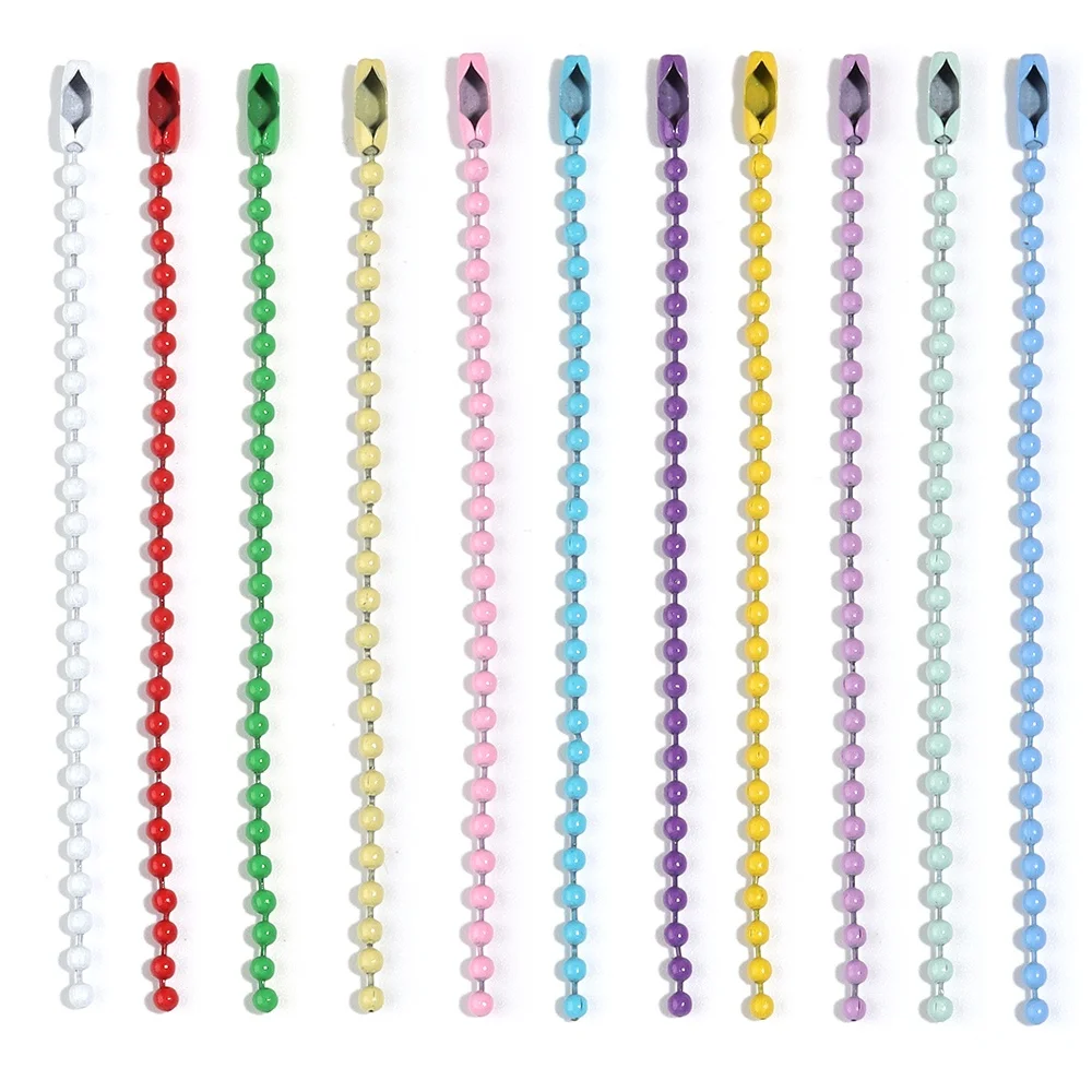 Lote de 100 Piezas de Cadenas de Bolas de Hierro Coloridas de 10/12 cm, para Llaveros, Muñecas, Etiquetas, Conectores, Fabricación de Joyería DIY