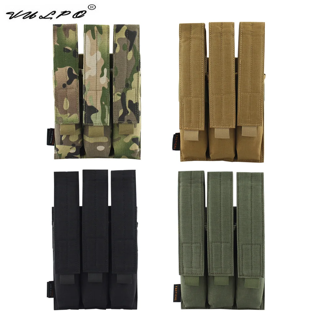 VULPO táctico Rifle Triple revista bolsa Modular Molle Triple Mag bolsa portadora para MP5 MP7 KRISS caza Airsoft