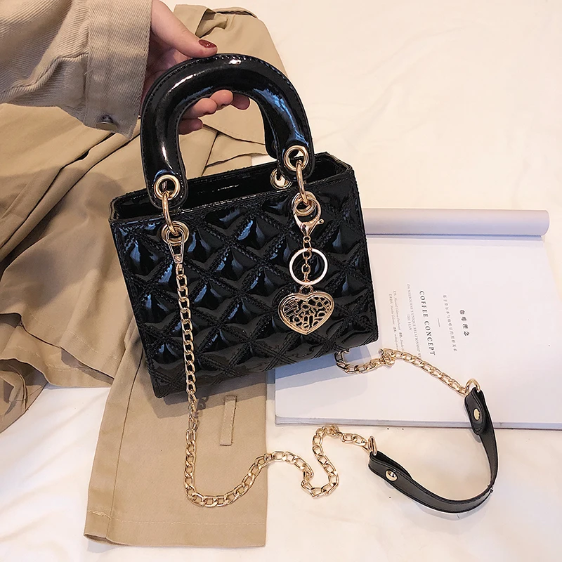 2024 Fashion New Luxury Brand Tote Bag High Quality Patent Leather Women's Designer Handbag Lingge Chain Shoulder Crossbody Bag