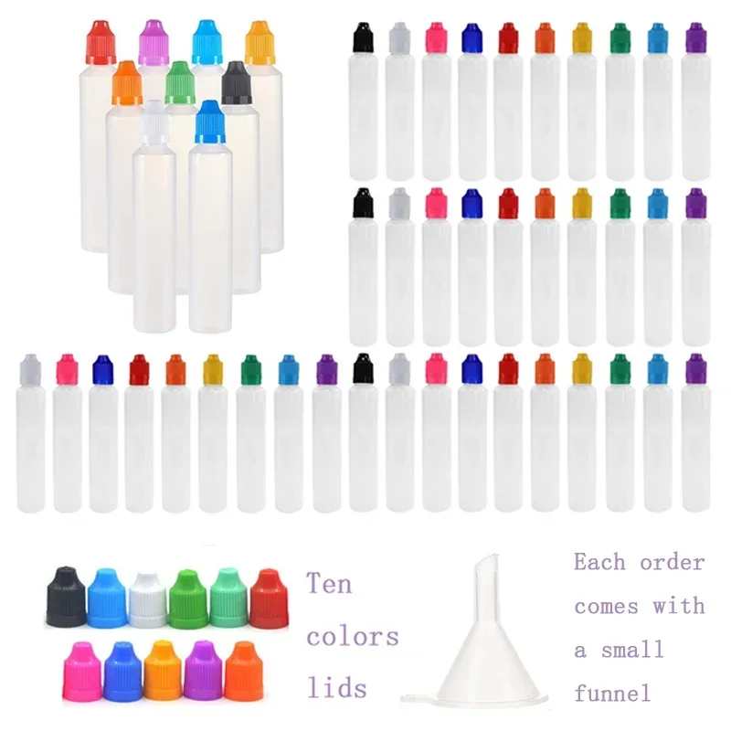 5Pcs 30ml/60ml Empty Squeeze Dropper Bottle With Screw Cap And Funnel Pen Shape Unicorn Liquid Long Thin Bottle For Ink Pigment