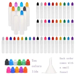5Pcs 30ml/60ml Empty Squeeze Dropper Bottle With Screw Cap And Funnel Pen Shape Unicorn Liquid Long Thin Bottle For Ink Pigment