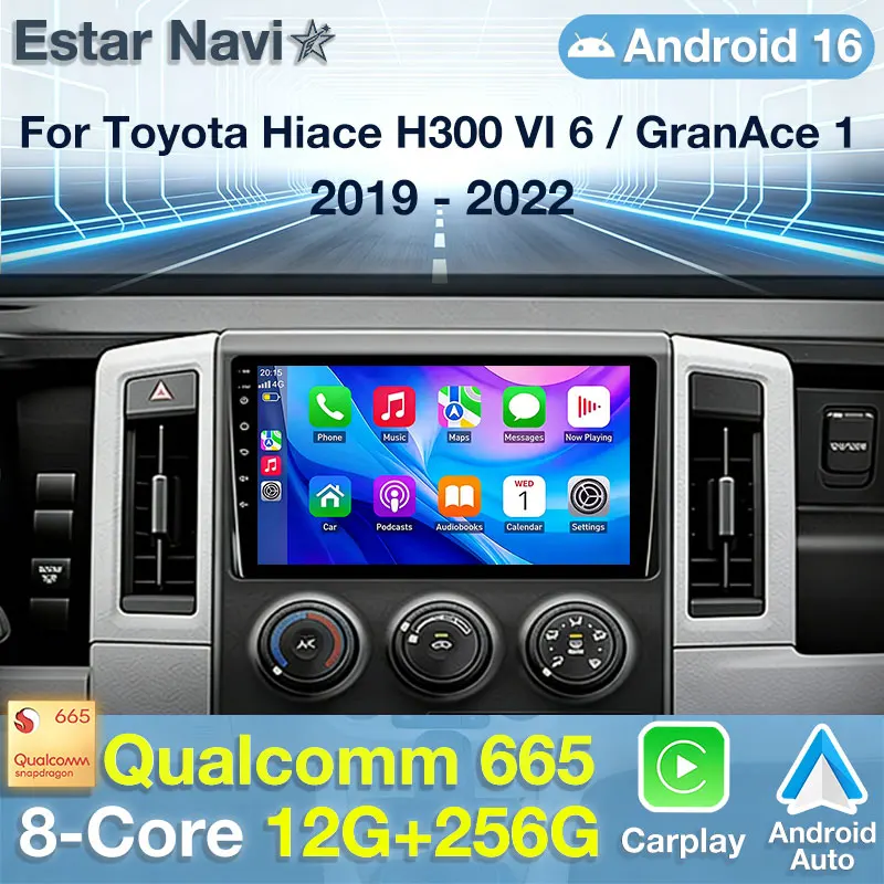 Radio para coche Android 16 para Toyota Hiace H300 VI 6 GranAce I 1 2019 - 2022, reproductor multimedia con GPS y vídeo, unidad principal Navi, DSP, estéreo, BT