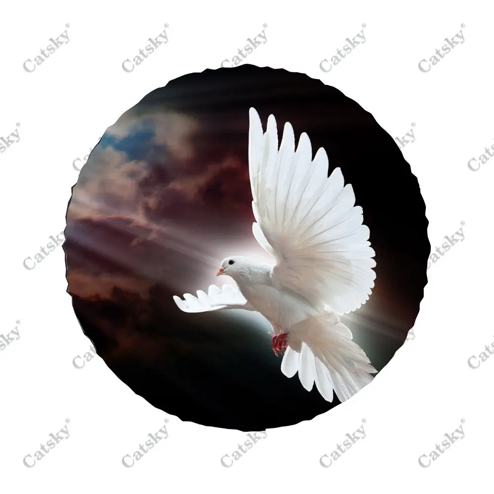 Soaring White Dove Polyester Universal Car Spare Wheel Tire Cover Custom Auto Accessories Tire-Covers for RV SUV Truck Camper