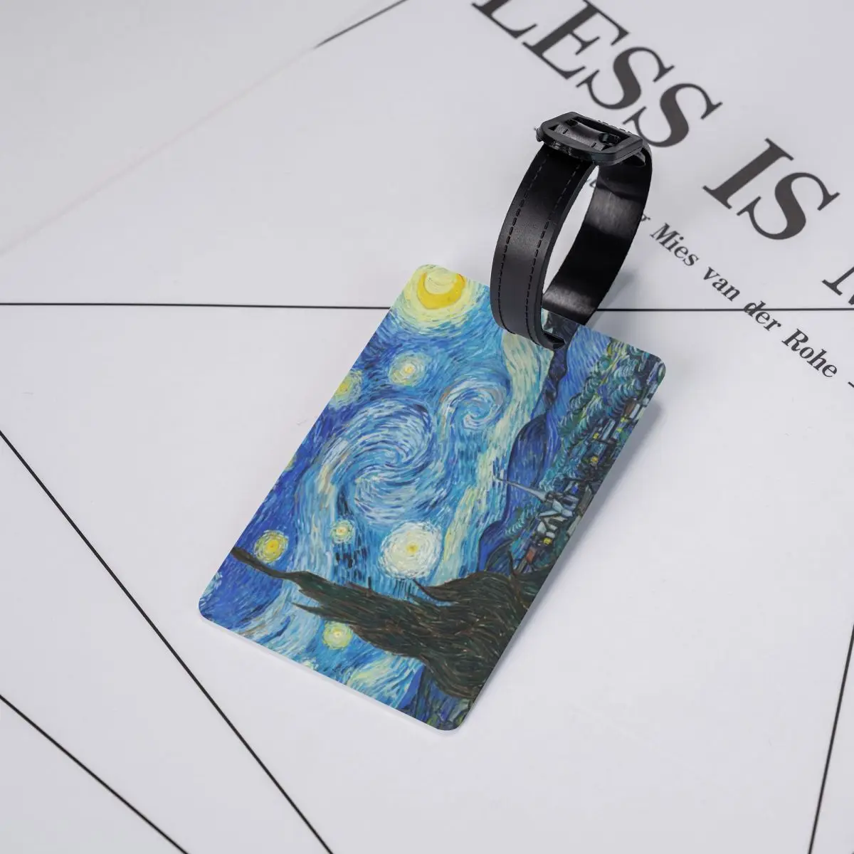 Custom Vincent Van Gogh Starry Night Luggage Tag Privacy Protection Oil Painting Art Baggage Tags Travel Bag Labels Suitcase