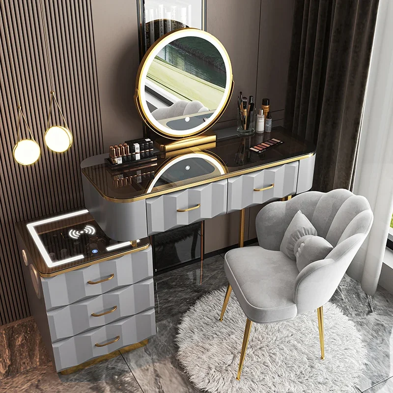 Nordic Dresser Bedroom Storage Cabinet Integrated Bluetooth Speaker Wireless Charging Smart Table For Makeup Furniture