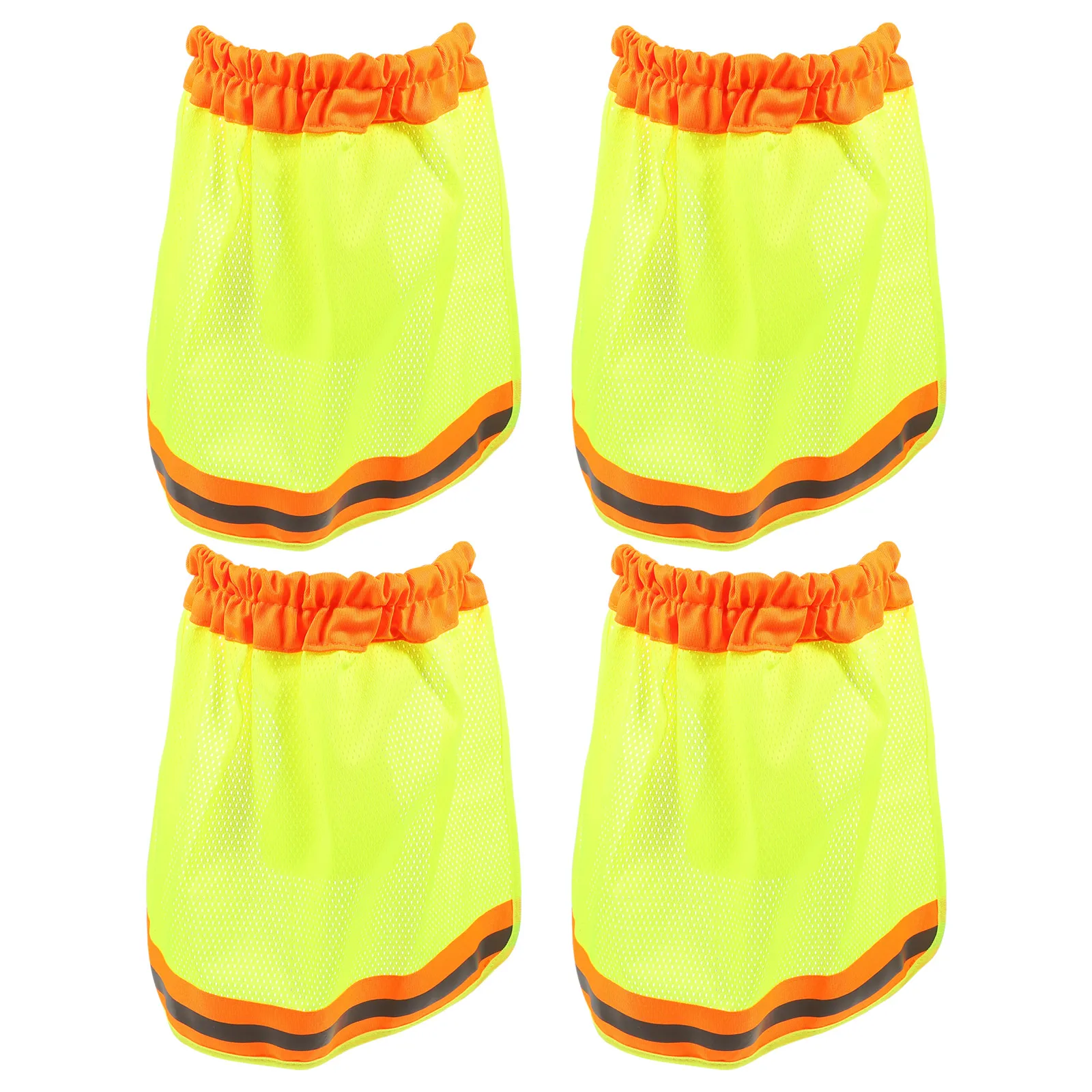 

4pcs Safety Sunshade Neck Shield Fluorescent Yellow Mesh Breathable Cover Reflective Stripe Hard Hat Visor Outdoor Cool