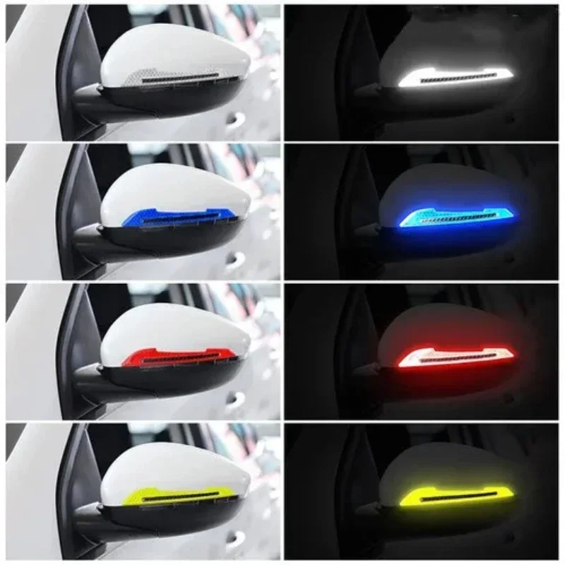 2-6PCS Car Reflective Stickers Collision Avoidance Warning Strip Tape Traceless Protective Sticker Warn on Car Rearview Mirror