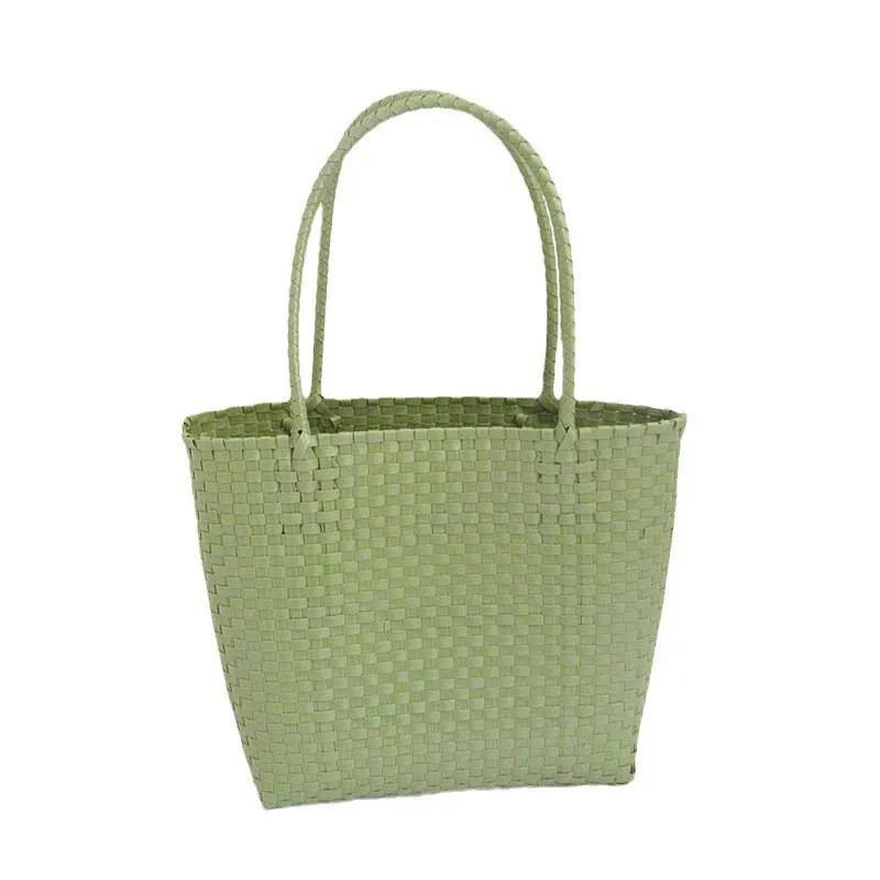 New minimalist woven bag hand woven solid color series bag beach hand-held shoulder bag popular for women