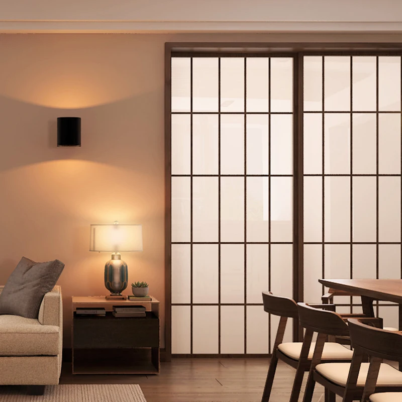 Japanese-style lattice solid wood indoor bedroom study partition custom camphor paper Changhong glass door