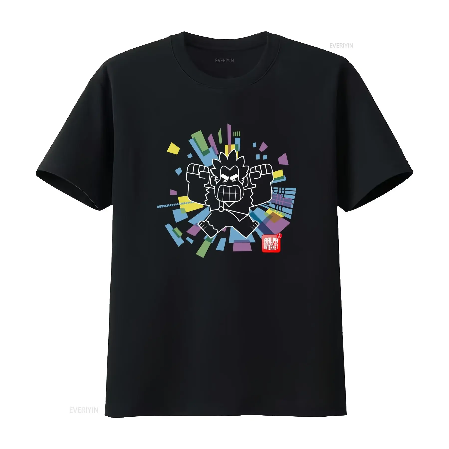 Ralph Breaks the Internet Adult New T Shirt Angry Line Art with Color Explosion Design vintage Washed Breathable streetwear