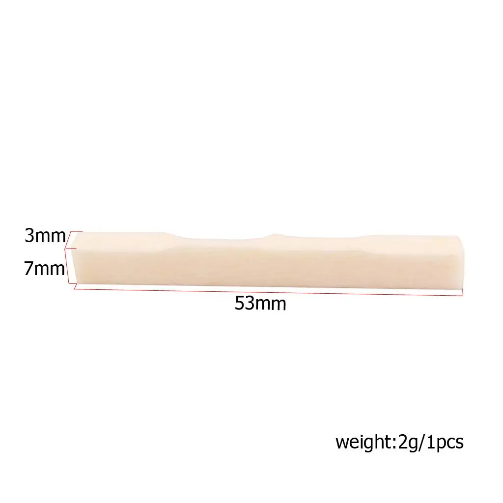 Ukulele Bone Bridge Saddle Flat 53mm Musical Spare Part for Guitarist DIY Repair Accessories