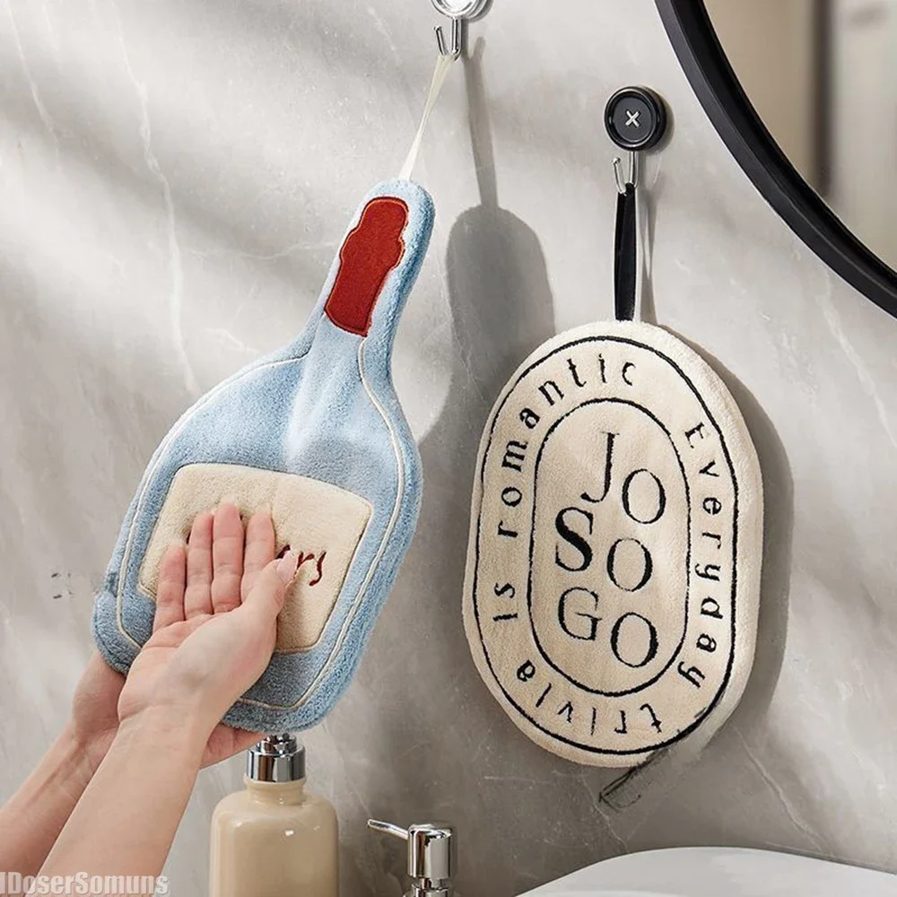 The New-style Hand Towel Home Convenient Hanging Thickened Double-layer Speed Dry Absorbent Hand Cloth Kitchen and Bathroom Foot