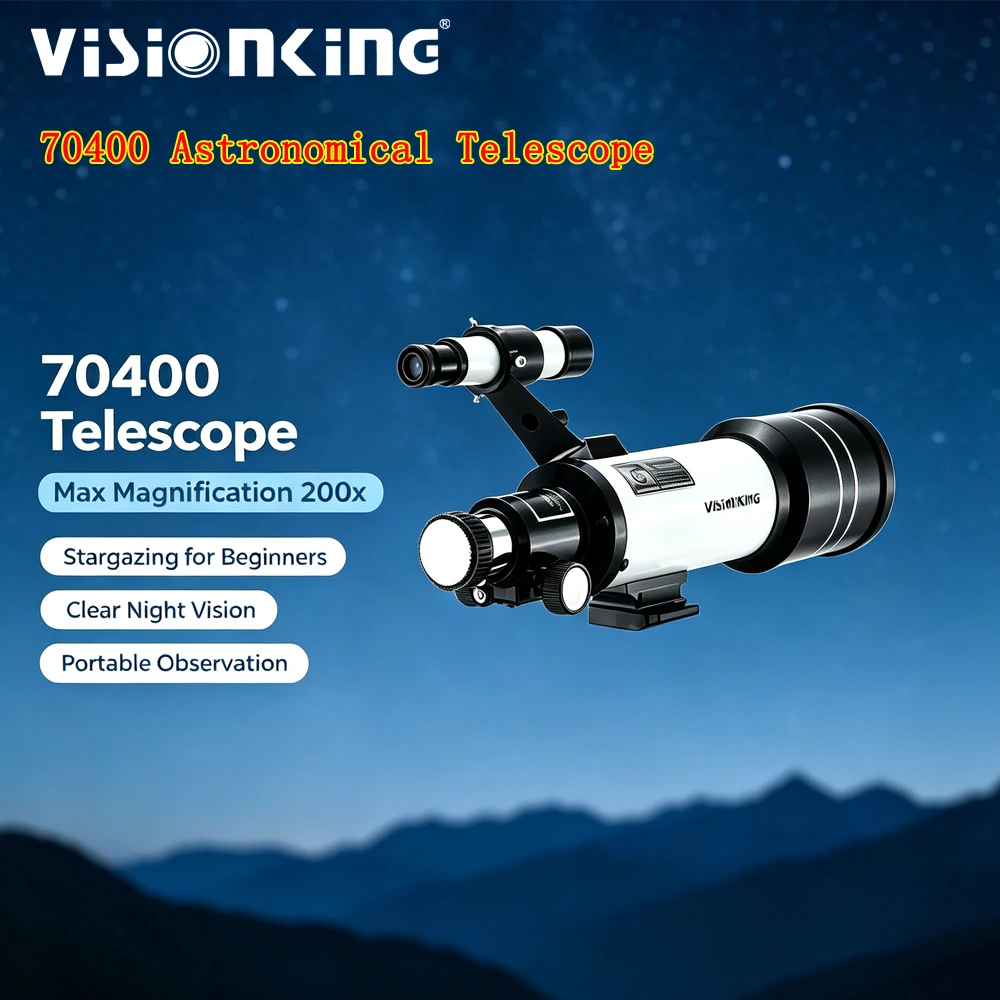 Visionking Professional 70400 Refractor Astronomical Telescope 200x Bak4 Prism Moon Watching Stargazing Birdwatching Monocular