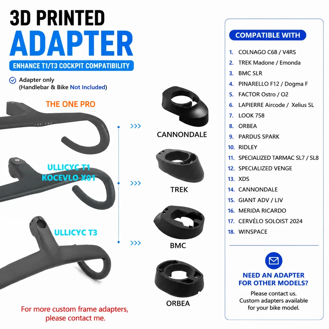 AliExpress 3D Printed Adapter for ULLICYC T1 T3 KOC EVLO-X01 The One Pro Integrated Handlebar Trek Pinarello BMC Orbea