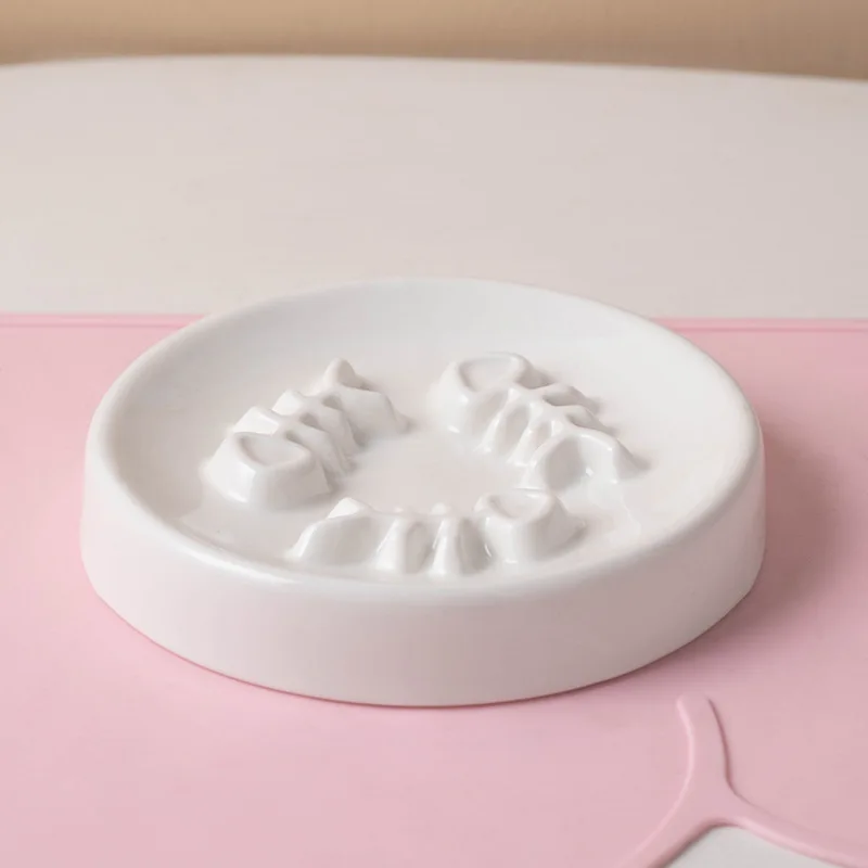 Pet Slow Food Bowl for Cats and Small Dog Ceramic Food Bowl Anti Choking